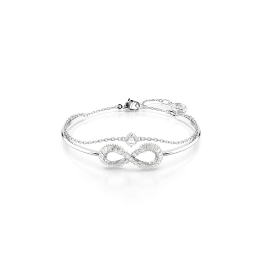 Brazalete Hyperbola, Símbolo del infinito, Blanco, Baño de rodio