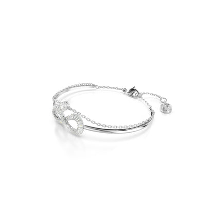 Brazalete Hyperbola, Símbolo del infinito, Blanco, Baño de rodio