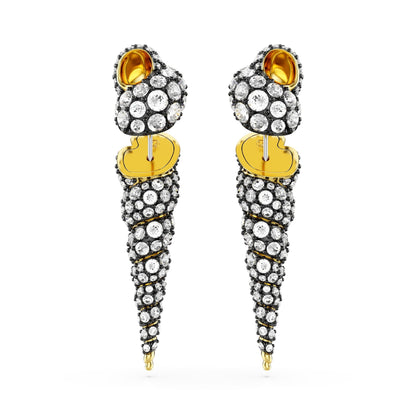 Pendientes Idyllia, Diseño asimétrico, Talla redonda, Caracola, Blancos, Combinación de acabados metálicos
