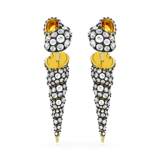 Pendientes Idyllia, Diseño asimétrico, Talla redonda, Caracola, Blancos, Combinación de acabados metálicos