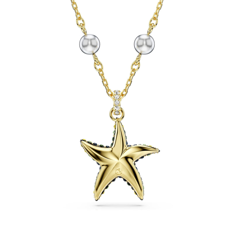 Colgante Idyllia, Crystal pearls, Estrella de mar, Multicolor, Baño tono oro