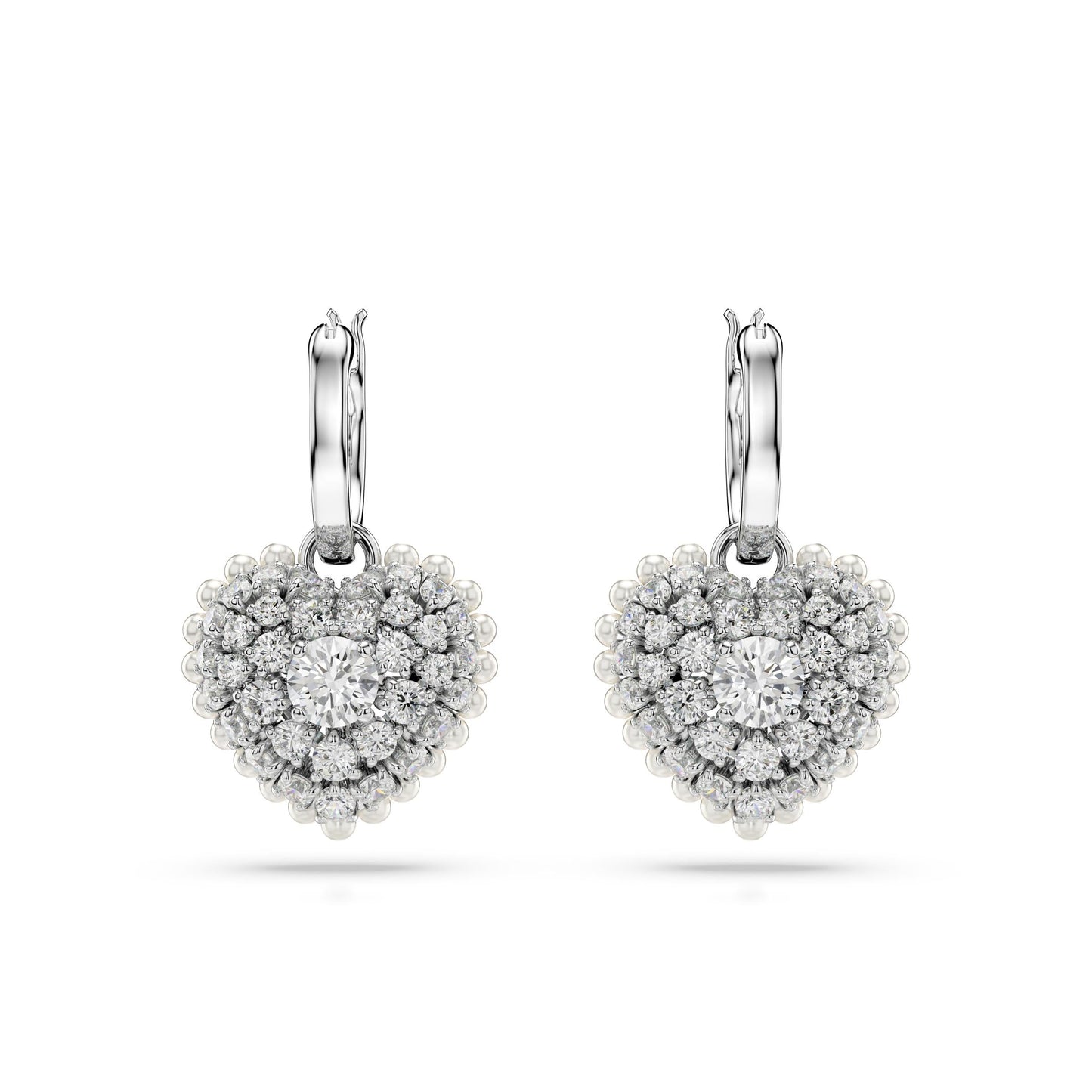 Pendientes de aro Hyperbola, Talla redonda, Mini, Blancos, Baño de rodio