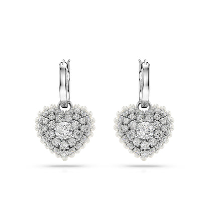 Pendientes de aro Hyperbola, Talla redonda, Mini, Blancos, Baño de rodio