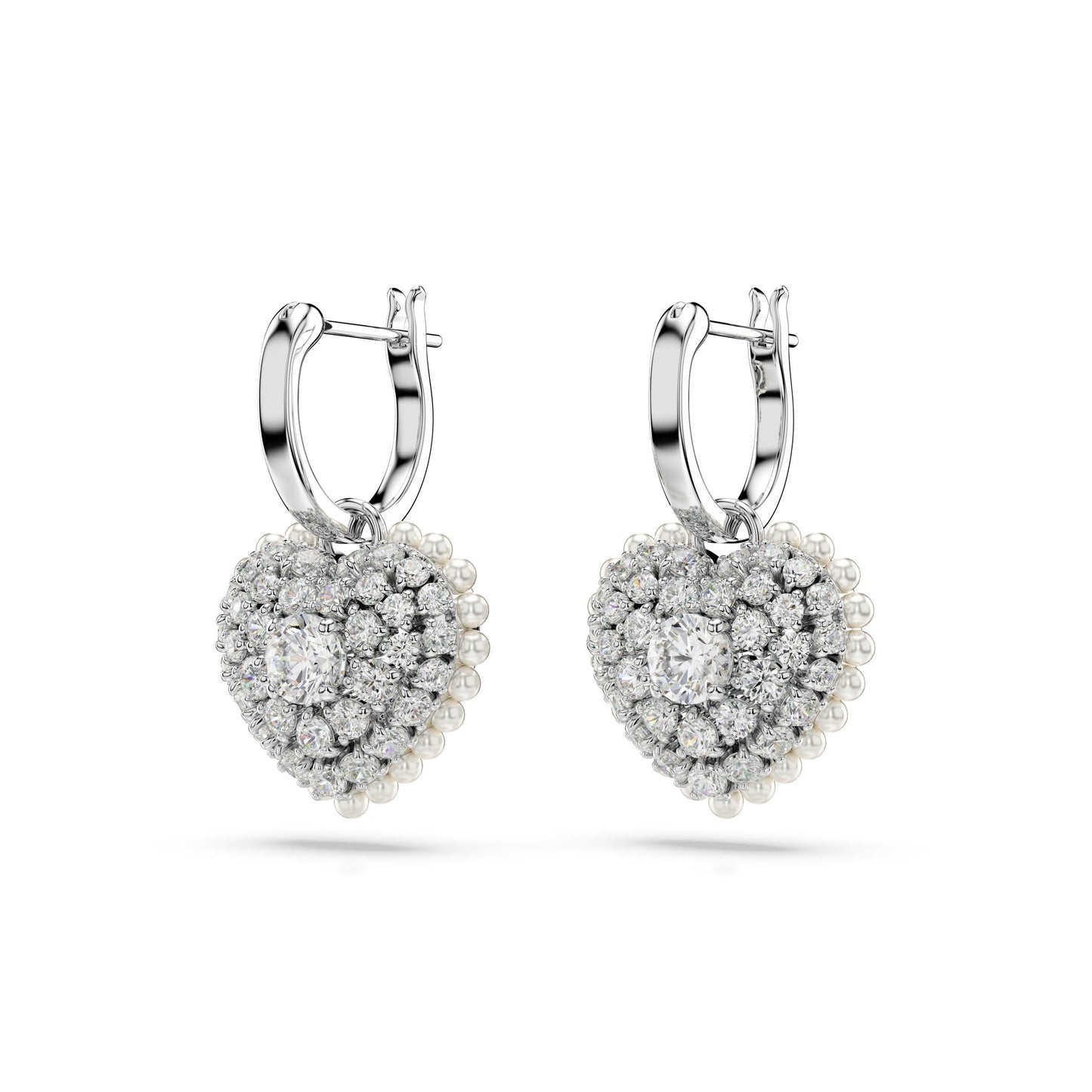 Pendientes de aro Hyperbola, Talla redonda, Mini, Blancos, Baño de rodio