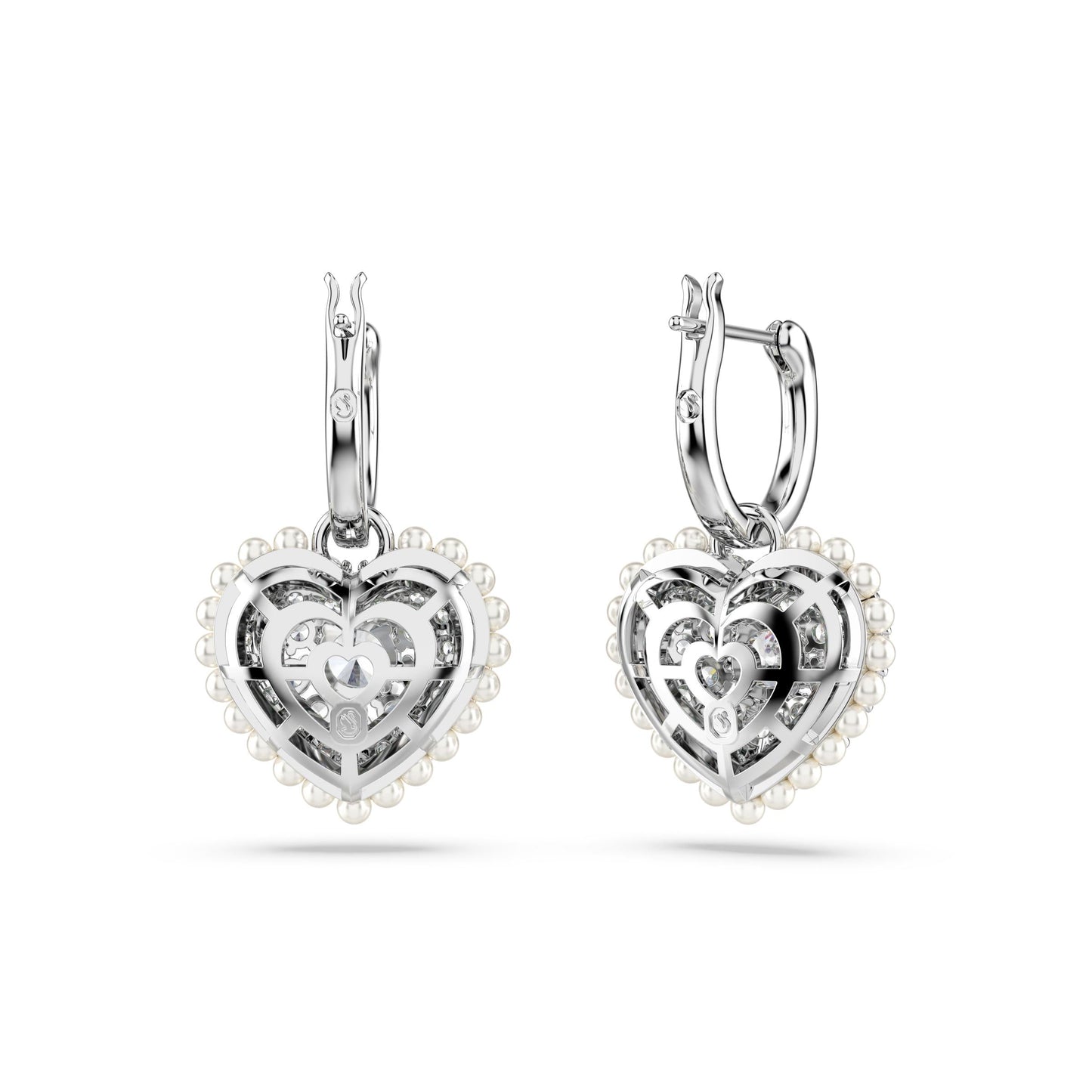 Pendientes de aro Hyperbola, Talla redonda, Mini, Blancos, Baño de rodio