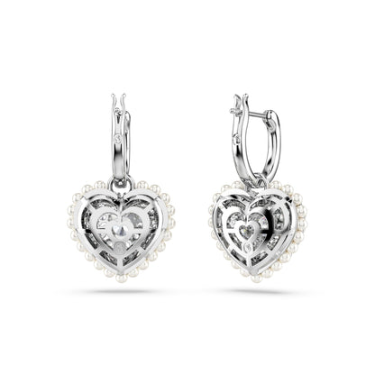 Pendientes de aro Hyperbola, Talla redonda, Mini, Blancos, Baño de rodio