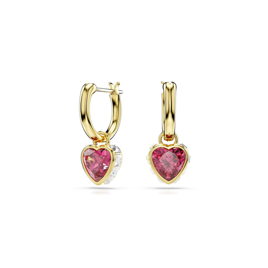 Pendientes Chroma, Corazón, Rojos, Baño tono oro
