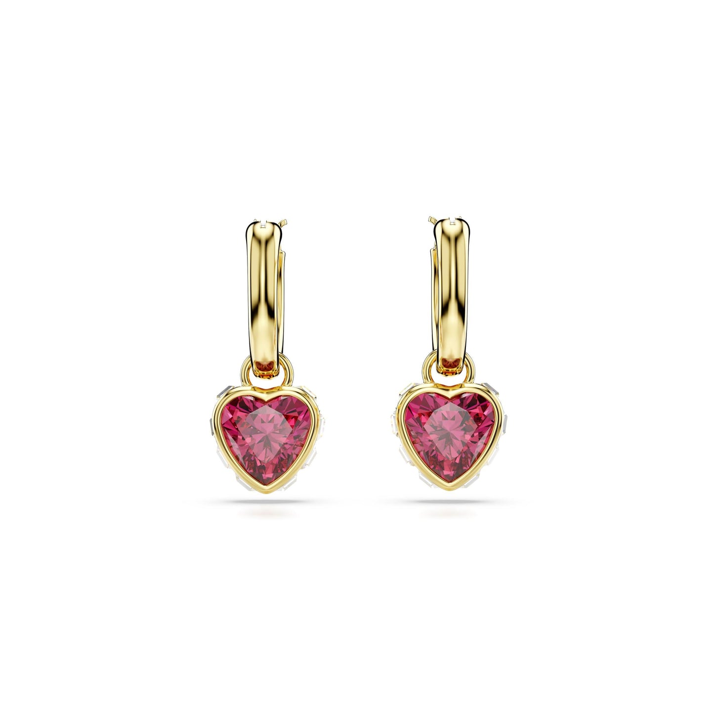Pendientes Chroma, Corazón, Rojos, Baño tono oro