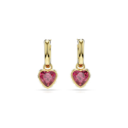 Pendientes Chroma, Corazón, Rojos, Baño tono oro