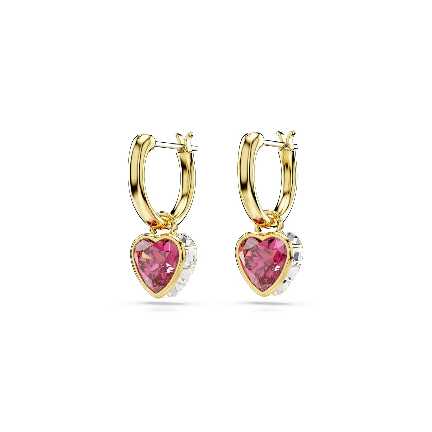 Pendientes Chroma, Corazón, Rojos, Baño tono oro