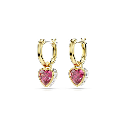 Pendientes Chroma, Corazón, Rojos, Baño tono oro