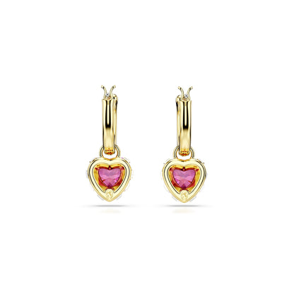 Pendientes Chroma, Corazón, Rojos, Baño tono oro