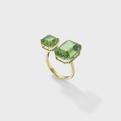 Anillo de cóctel Millenia Cristales talla octogonal, Verde, Baño tono oro