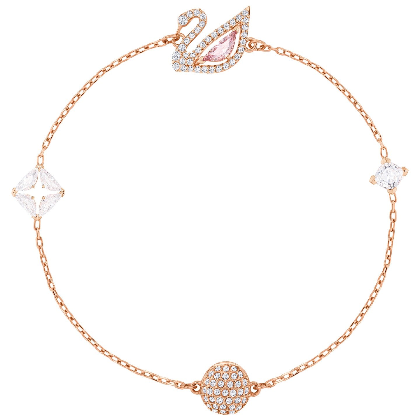 PULSERA DAZZLING SWAN, MULTICOLOR, BAÑO EN TONO ORO ROSA