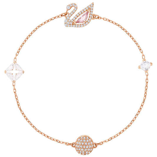 PULSERA DAZZLING SWAN, MULTICOLOR, BAÑO EN TONO ORO ROSA