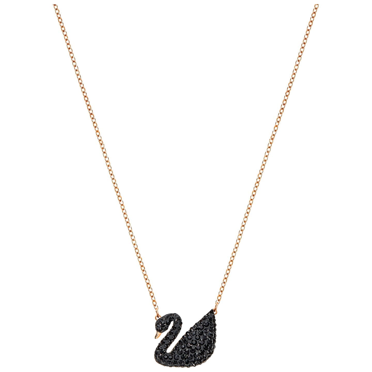 COLGANTE SWAROVSKI ICONIC SWAN, NEGRO, BAÑO EN TONO ORO ROSA