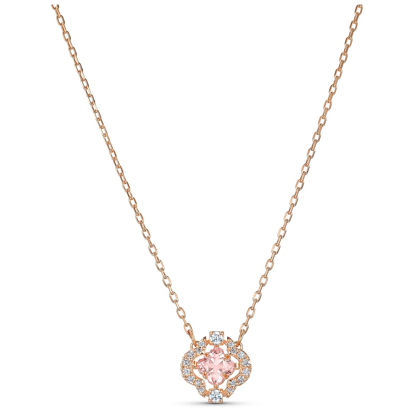 COLLAR SWAROVSKI SPARKLING DANCE CLOVER, ROSA, BAÑO TONO ORO ROSA