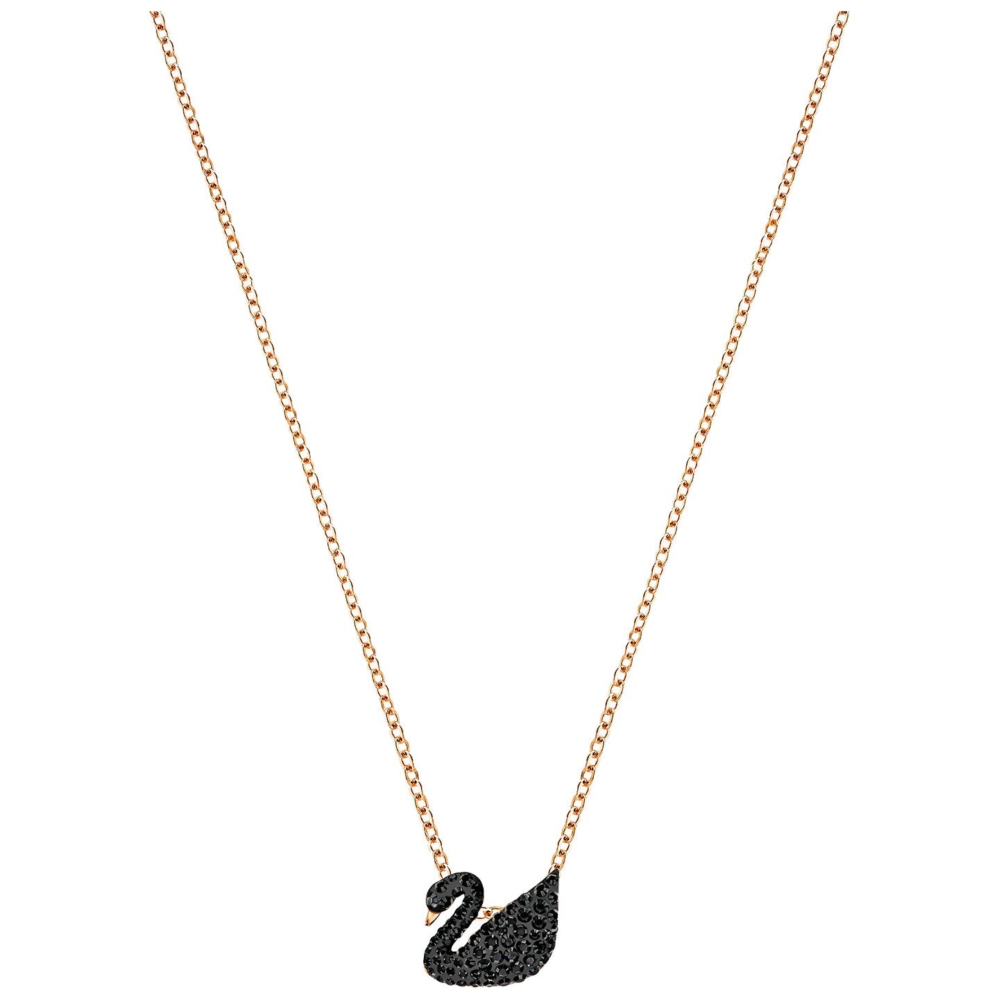 COLGANTE SWAROVSKI ICONIC SWAN, NEGRO, BAÑO EN TONO ORO ROSA