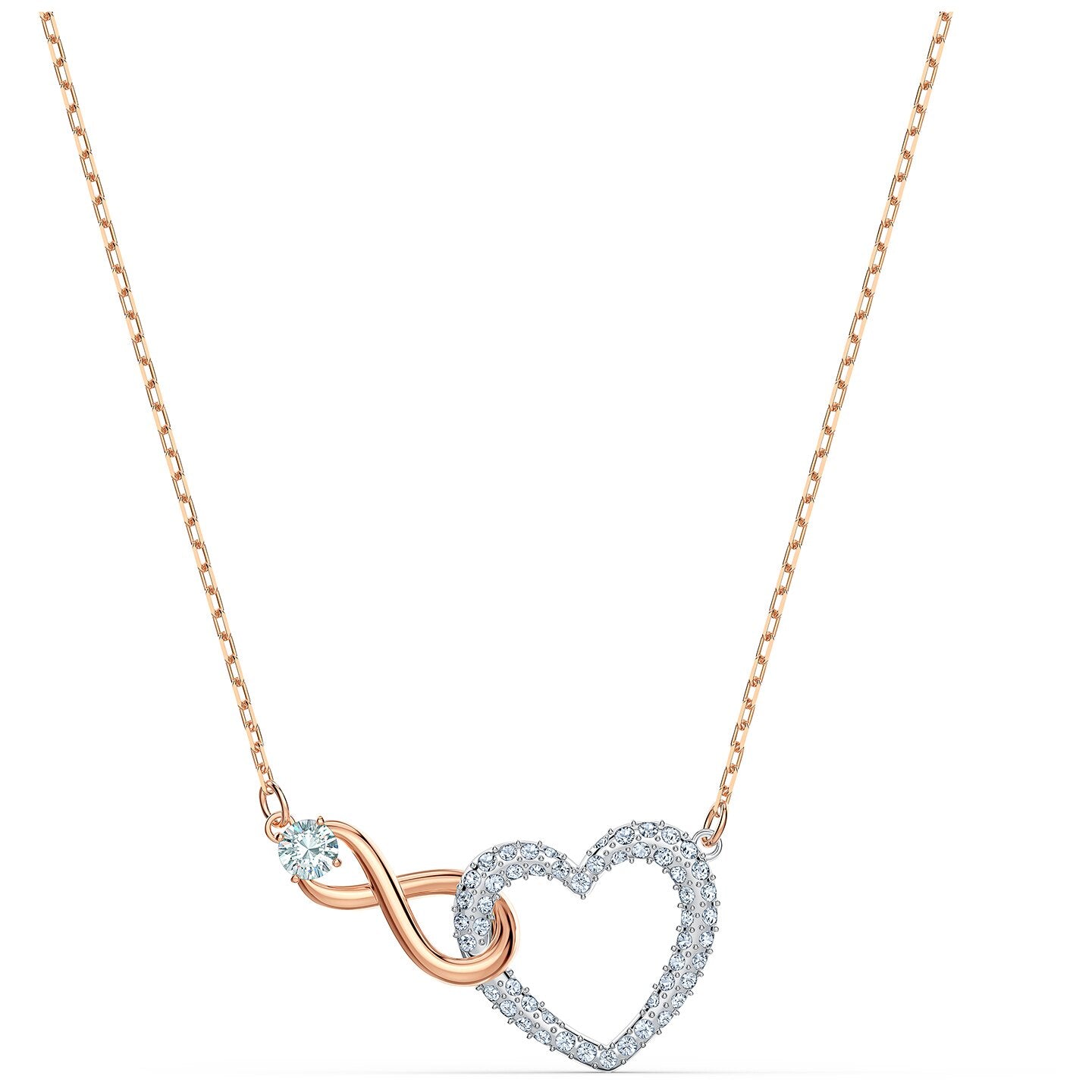 COLLAR SWAROVSKI INFINITY HEART, BLANCO, COMBINACIÓN DE ACABADOS METÁLICOS