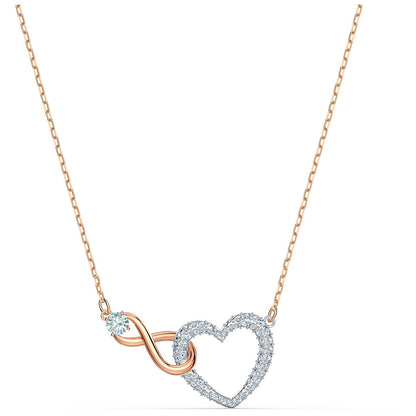 COLLAR SWAROVSKI INFINITY HEART, BLANCO, COMBINACIÓN DE ACABADOS METÁLICOS