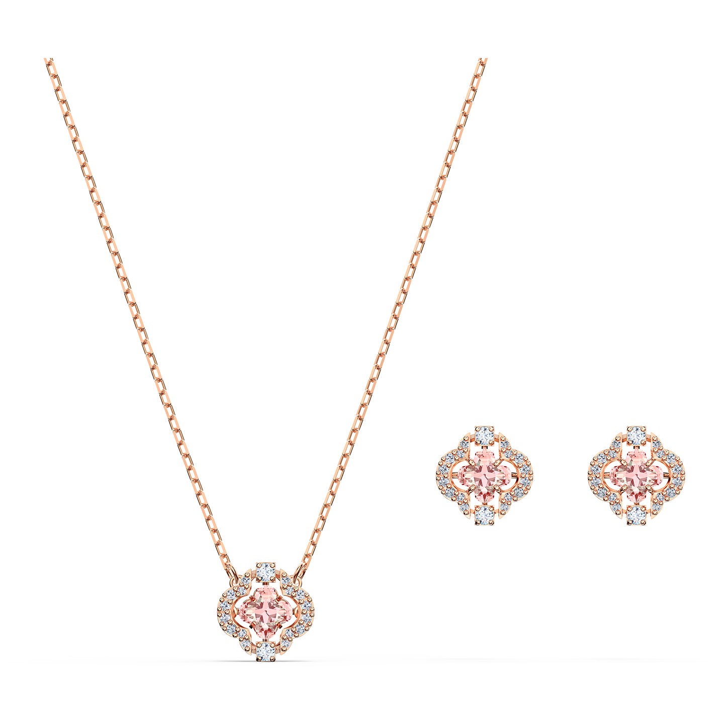 CONJUNTO SWAROVSKI SPARKLING DANCE CLOVER, ROSA, BAÑO TONO ORO ROSA