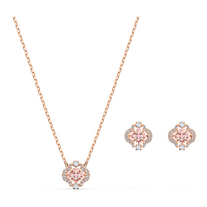 CONJUNTO SWAROVSKI SPARKLING DANCE CLOVER, ROSA, BAÑO TONO ORO ROSA