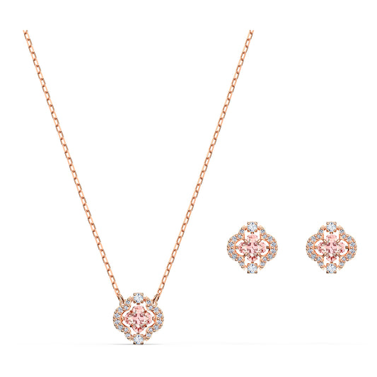 CONJUNTO SWAROVSKI SPARKLING DANCE CLOVER, ROSA, BAÑO TONO ORO ROSA