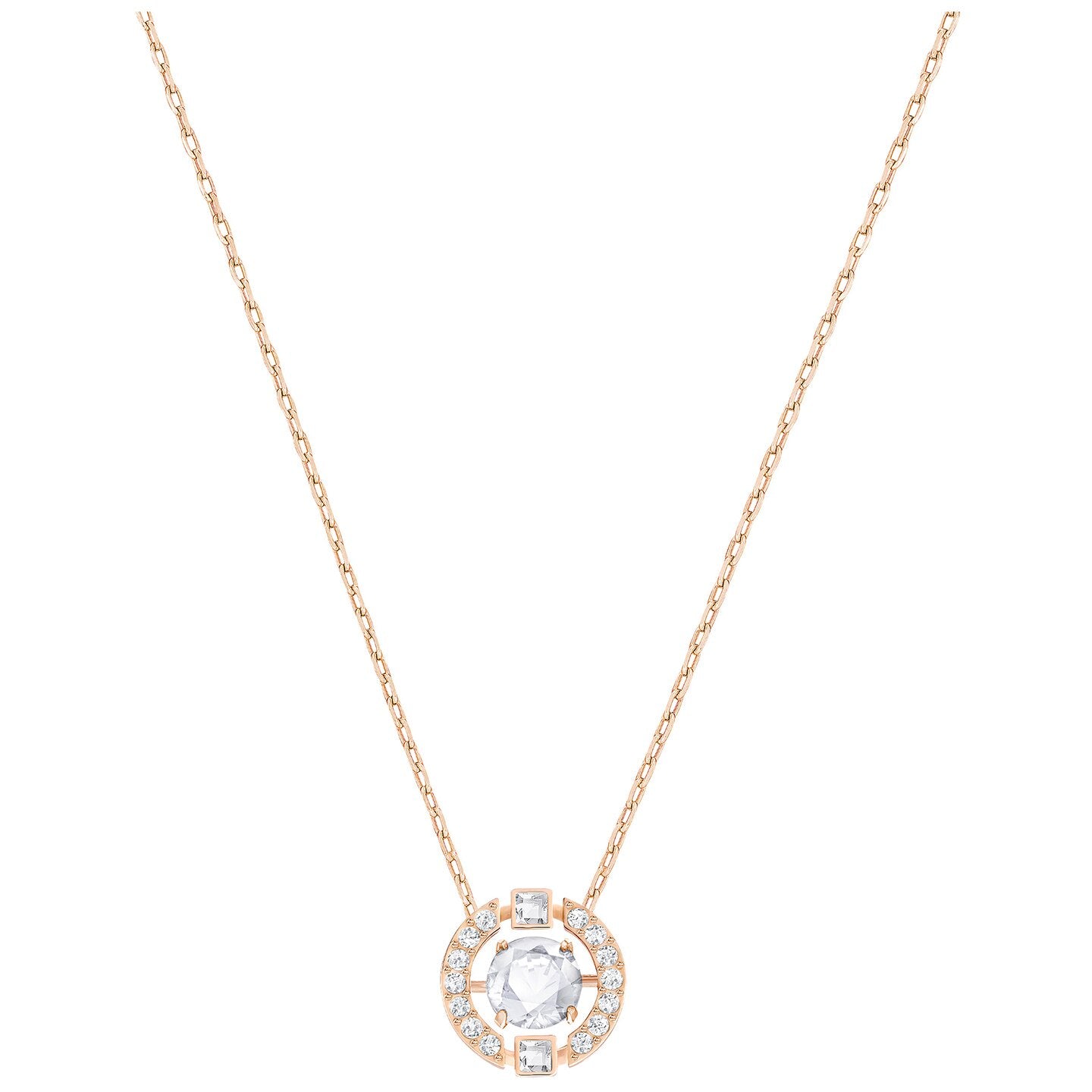 COLLAR SWAROVSKI SPARKLING DANCE ROUND, BLANCO, BAÑO EN TONO ORO ROSA