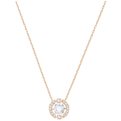 COLLAR SWAROVSKI SPARKLING DANCE ROUND, BLANCO, BAÑO EN TONO ORO ROSA