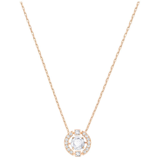 COLLAR SWAROVSKI SPARKLING DANCE ROUND, BLANCO, BAÑO EN TONO ORO ROSA