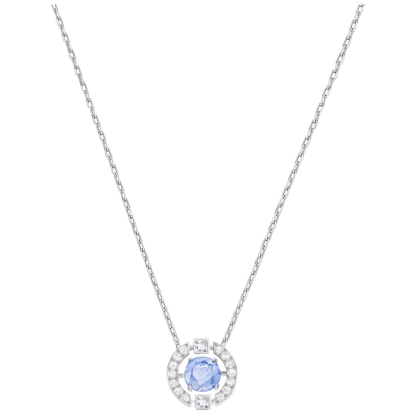 COLLAR SWAROVSKI SPARKLING DANCE ROUND, AZUL, BAÑO DE RODIO