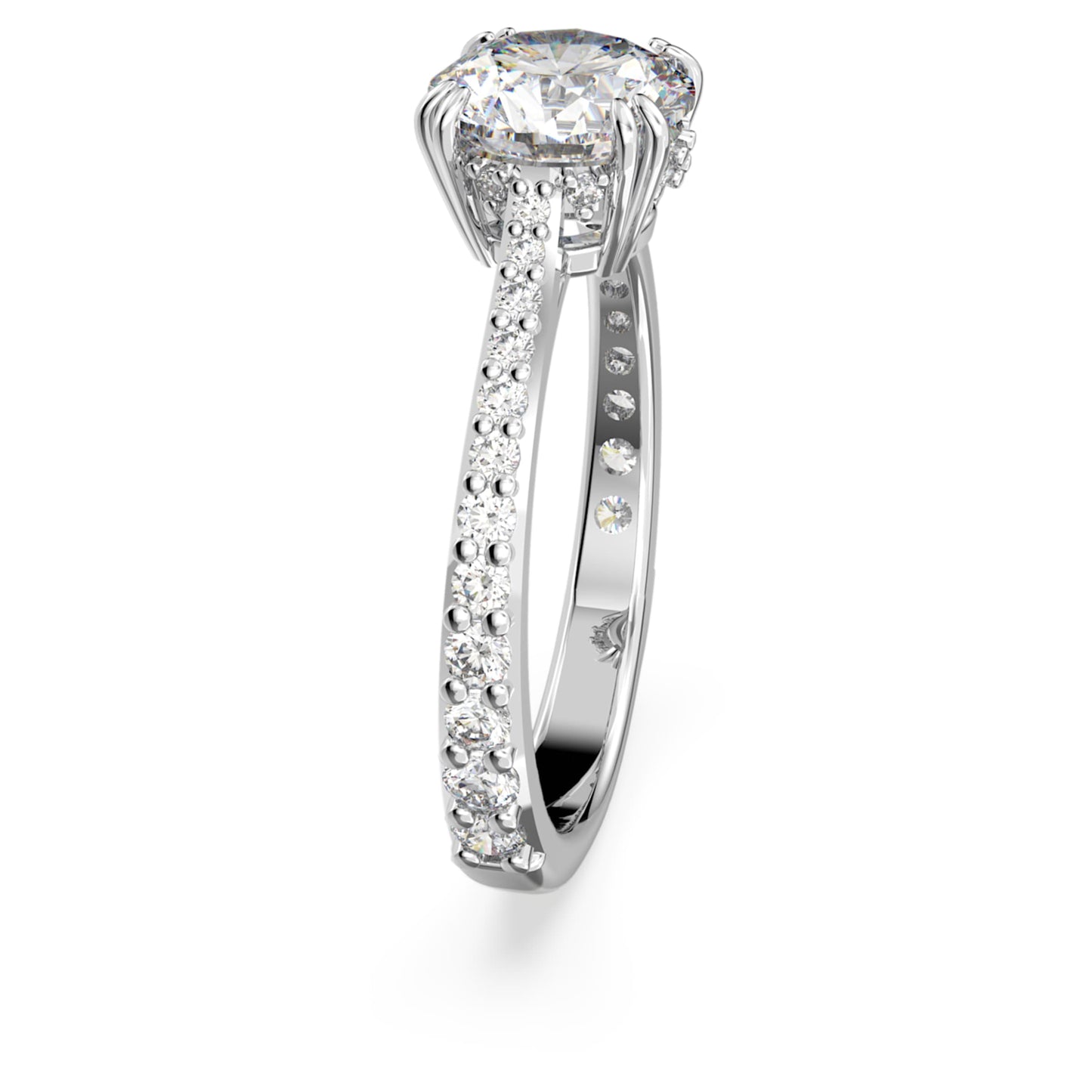 Anillo de cóctel Stilla Talla princesa, Pavé, Blanco, Baño de rodio