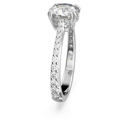 Anillo de cóctel Stilla Talla princesa, Pavé, Blanco, Baño de rodio