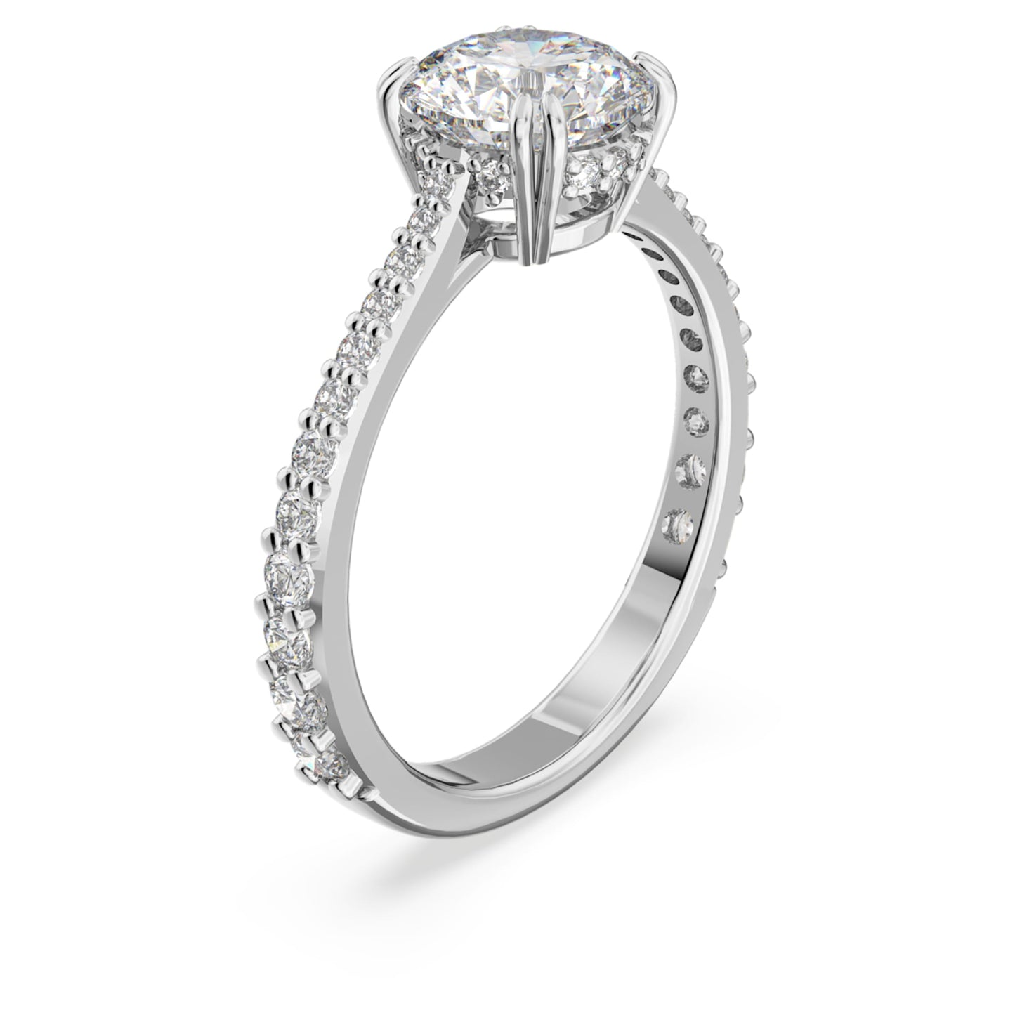 Anillo de cóctel Stilla Talla princesa, Pavé, Blanco, Baño de rodio