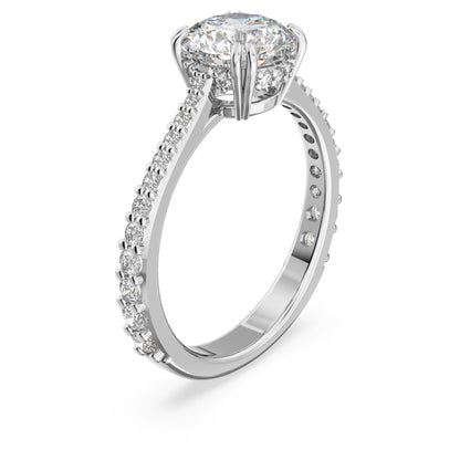Anillo de cóctel Stilla Talla princesa, Pavé, Blanco, Baño de rodio