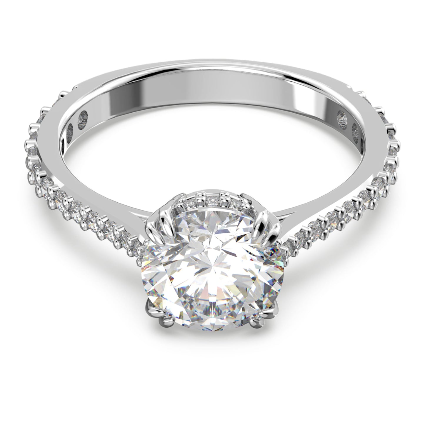 Anillo de cóctel Stilla Talla princesa, Pavé, Blanco, Baño de rodio