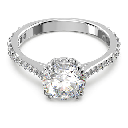 Anillo de cóctel Stilla Talla princesa, Pavé, Blanco, Baño de rodio