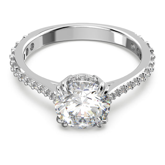 Anillo de cóctel Stilla Talla princesa, Pavé, Blanco, Baño de rodio