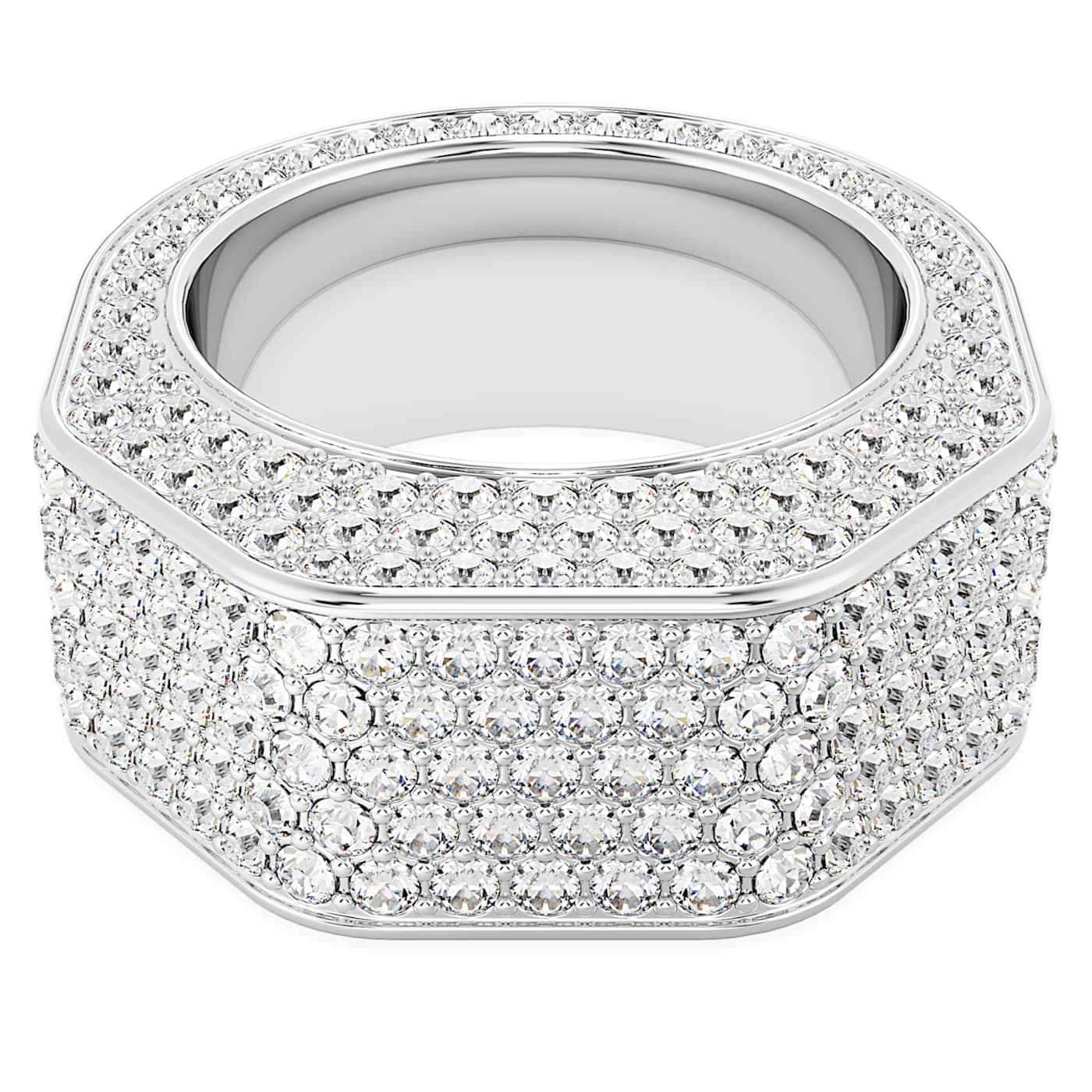 Anillo Dextera Forma octagonal, Pavé, Blanco, Baño de rodio