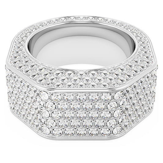 Anillo Dextera Forma octagonal, Pavé, Blanco, Baño de rodio