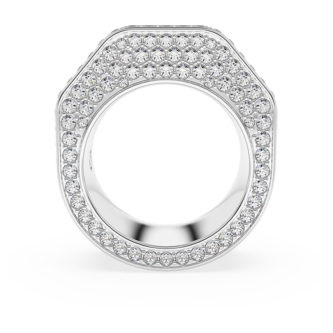 Anillo Dextera Forma octagonal, Pavé, Blanco, Baño de rodio