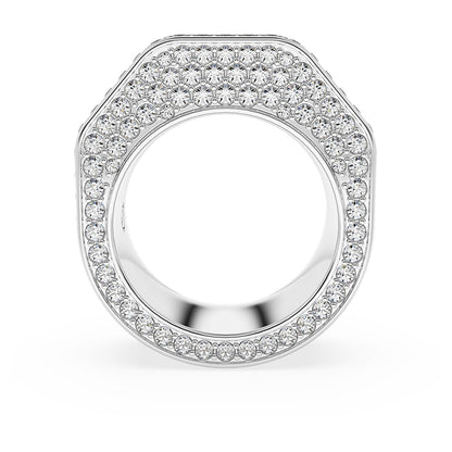 Anillo Dextera Forma octagonal, Pavé, Blanco, Baño de rodio