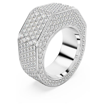 Anillo Dextera Forma octagonal, Pavé, Blanco, Baño de rodio