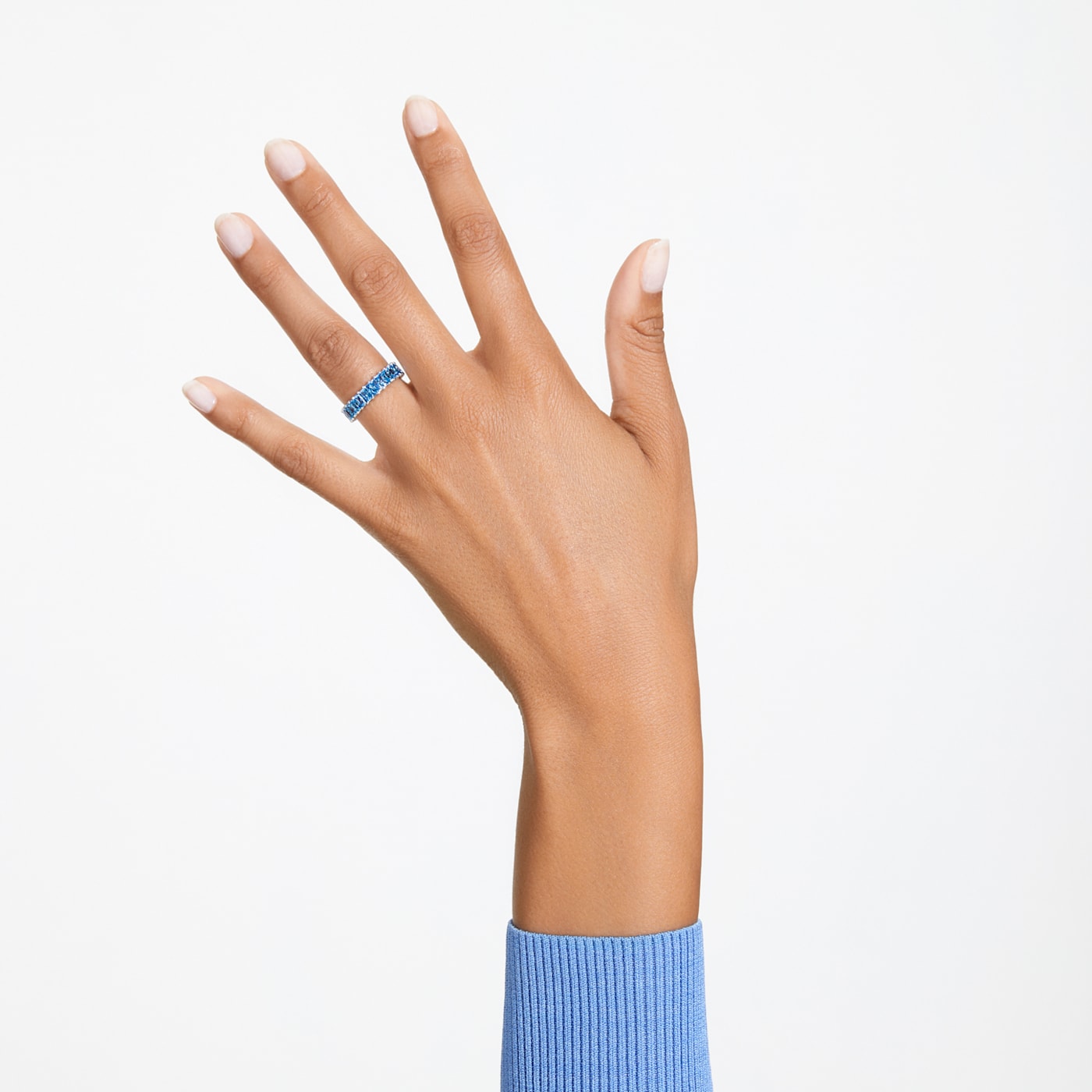Anillo Matrix Talla baguette, Azules, Baño de rodio