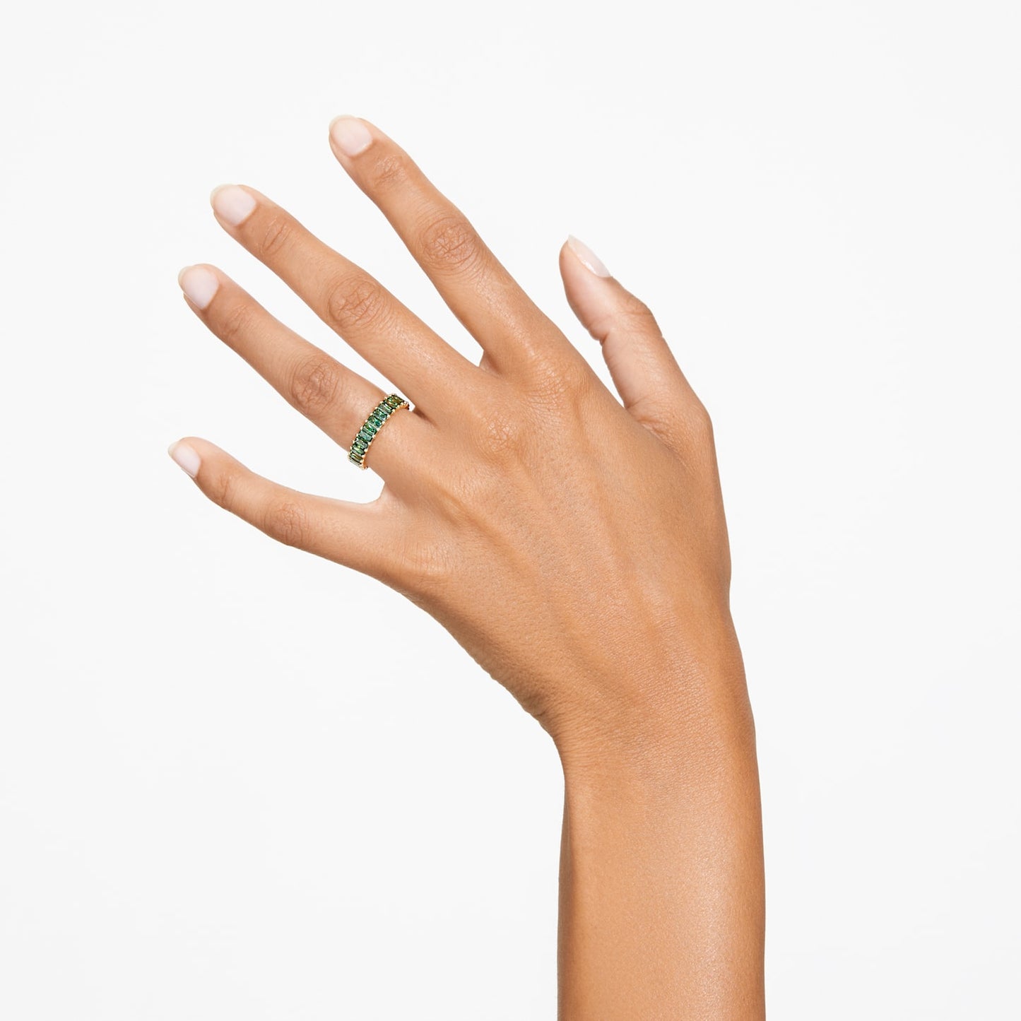 Anillo Matrix Talla baguette, Verde, Baño tono oro