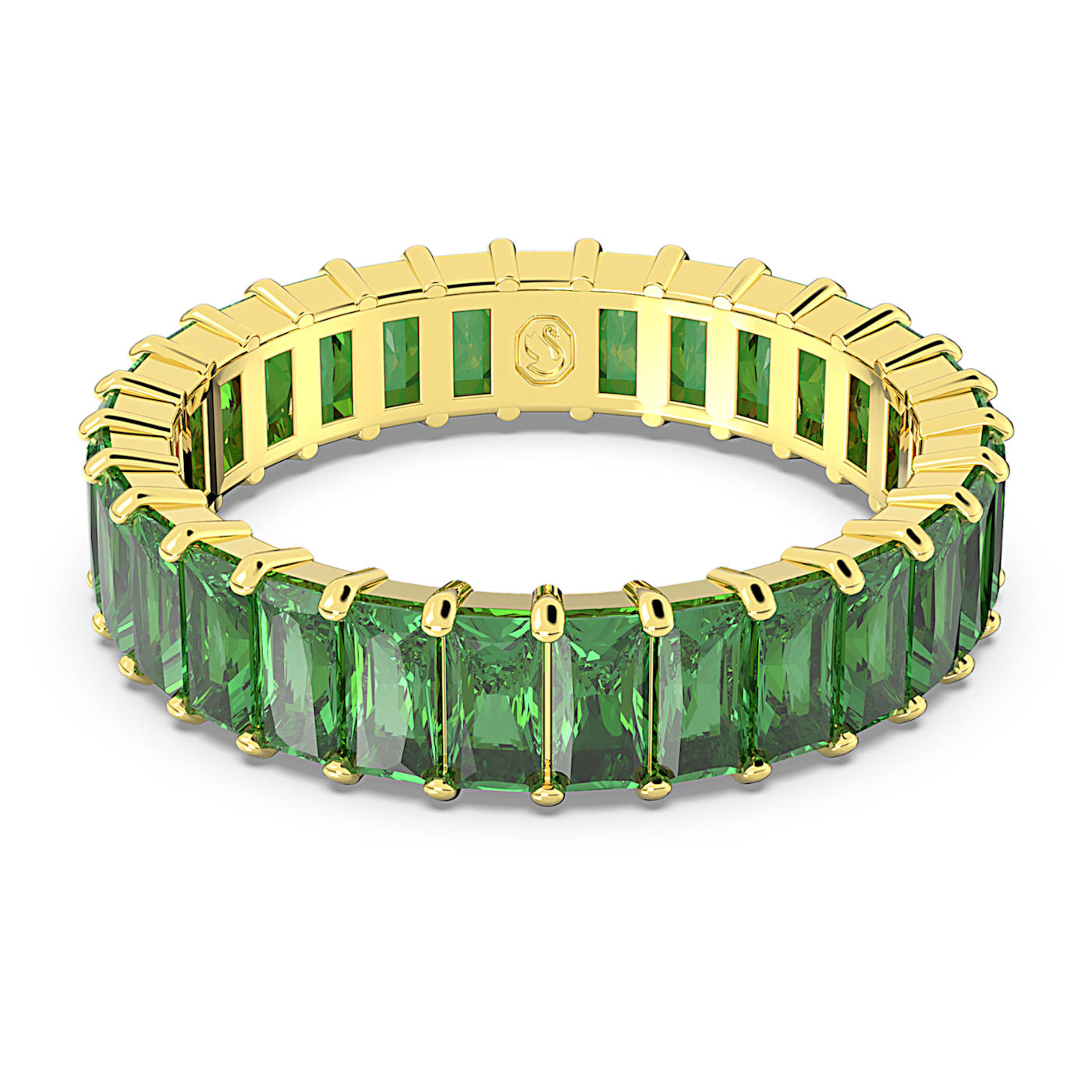 Anillo Matrix Talla baguette, Verde, Baño tono oro