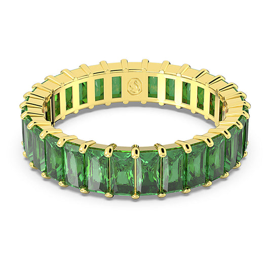 Anillo Matrix Talla baguette, Verde, Baño tono oro