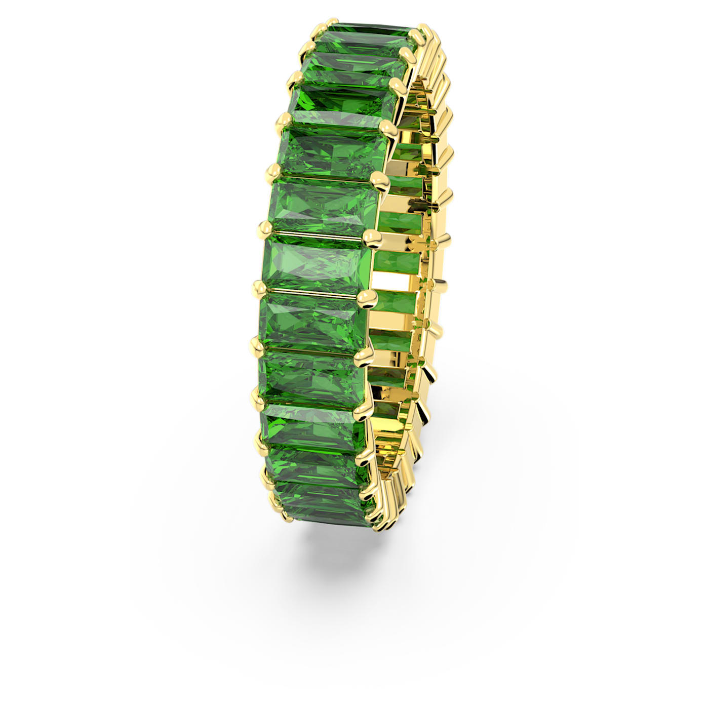 Anillo Matrix Talla baguette, Verde, Baño tono oro