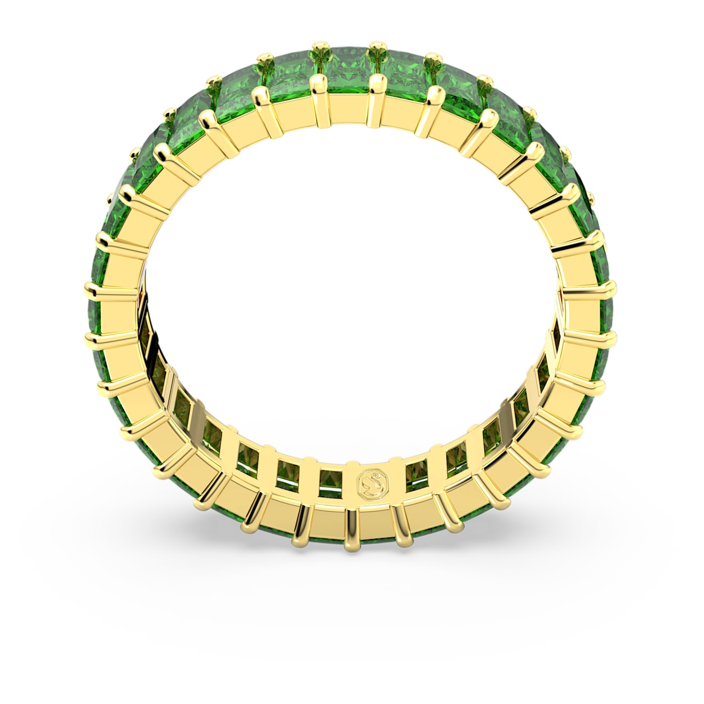 Anillo Matrix Talla baguette, Verde, Baño tono oro
