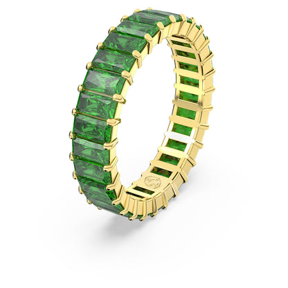 Anillo Matrix Talla baguette, Verde, Baño tono oro